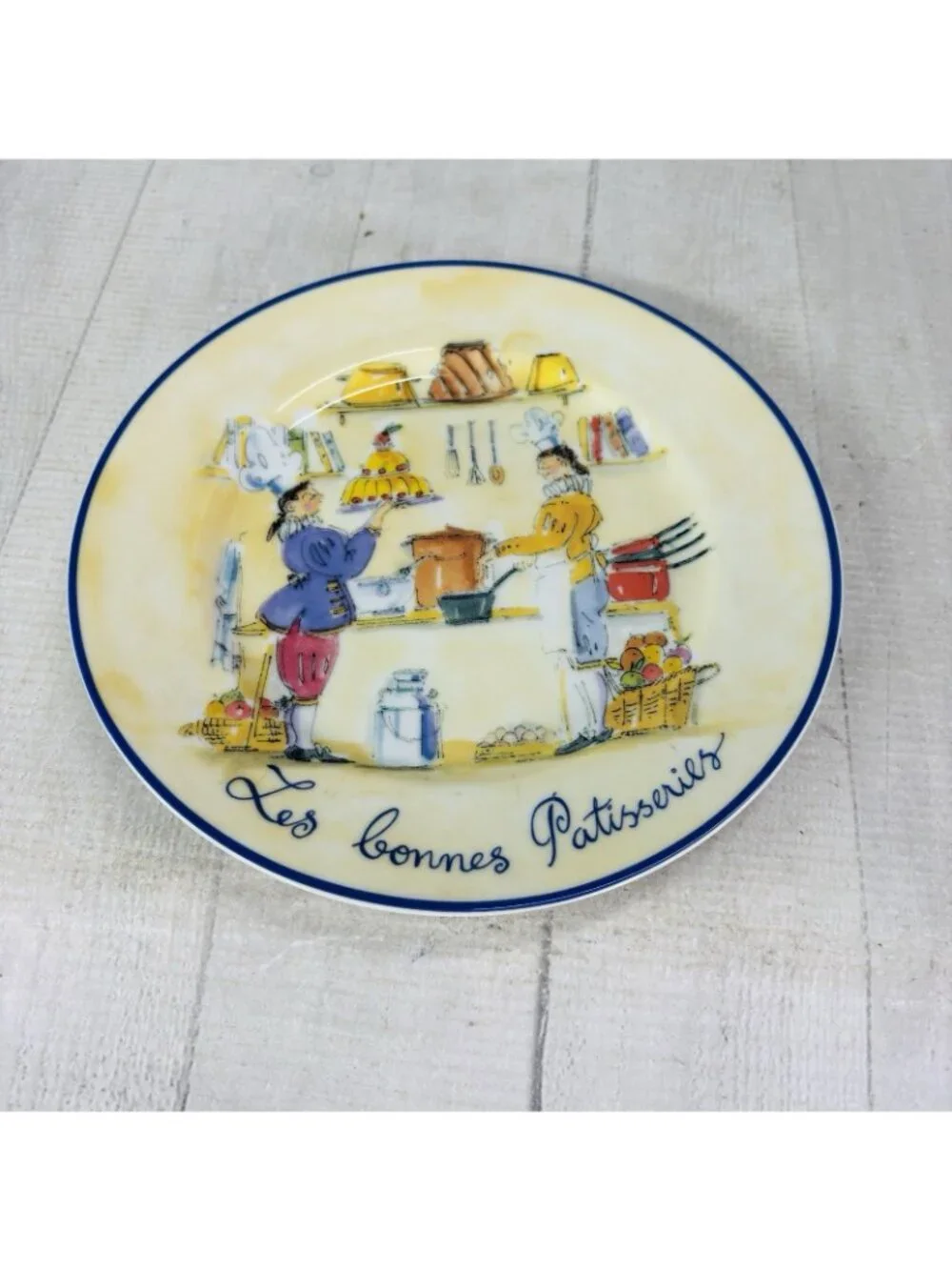 Vintage William Sonoma FRENCH CHEF Cooking Salad Dessert Plates Complete Set 6